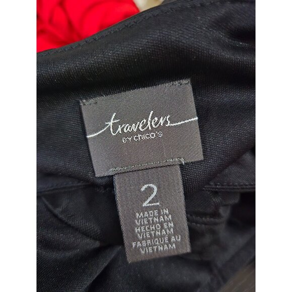 Travelers by Chicos Black Short Sleeve Mini Dress Size 2 Large 12 Stretch Comfy - Picture 4 of 10